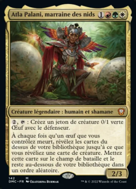 Atla Palani, marraine des nids, carte Magic DMC 142 — extension Dominaria United Commander