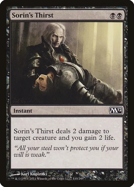 Sorin's Thirst, Magic card M12 110 — Magic 2012 set