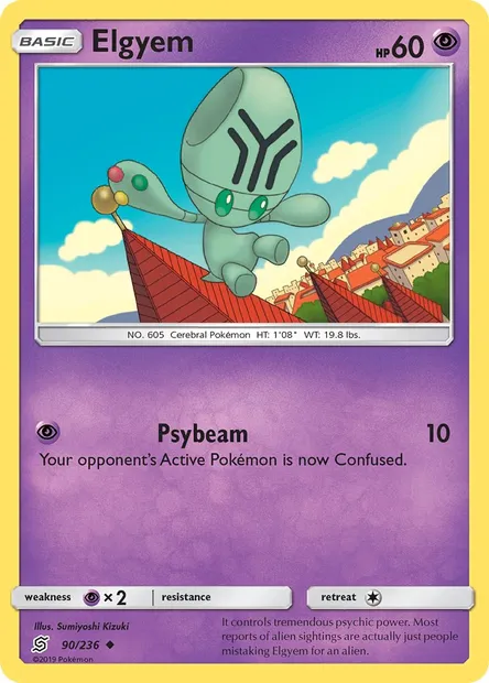 Elgyem, Pokémon card UNM 90 — Unified Minds set
