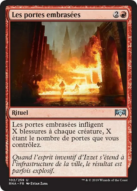 Les portes embrasées, carte Magic RNA 102 — extension L'allégeance de Ravnica