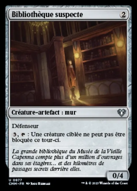 Bibliothèque suspecte, carte Magic CMM 977 — extension Commander Masters