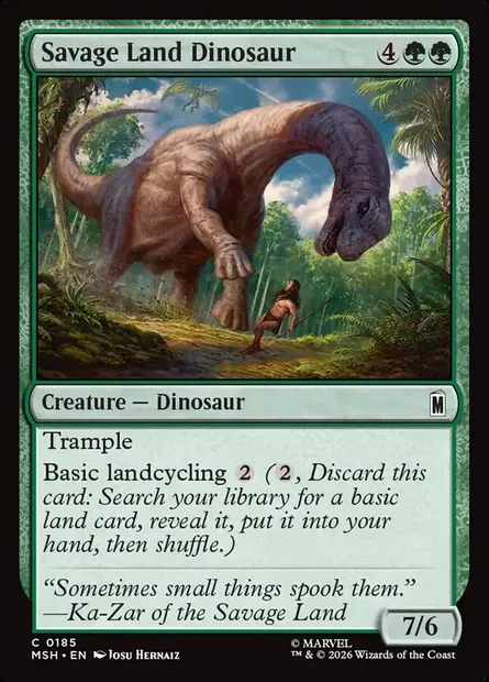 Savage Land Dinosaur, Magic card MSH 185 — Marvel Super Heroes set
