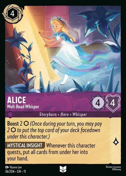 Alice - Well-Read Whisper, Disney Lorcana card CH11-036 — Winterspell set