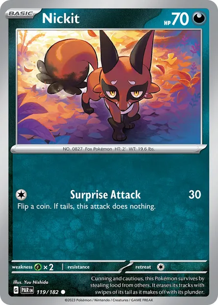 Nickit, Pokémon card PAR 119 — Paradox Rift set