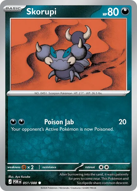 Skorupi, Pokémon card POR 051 — Perfect Order set