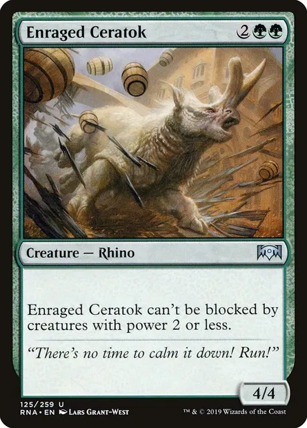 Enraged Ceratok, Magic card RNA 125 — Ravnica Allegiance set