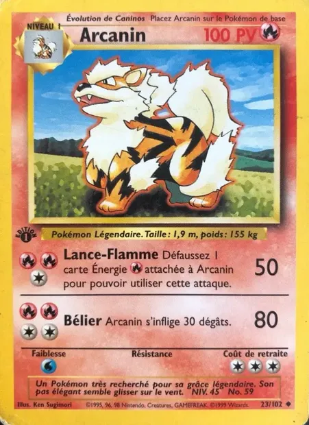 Arcanin, carte Pokémon BS 23 — extension Set de Base