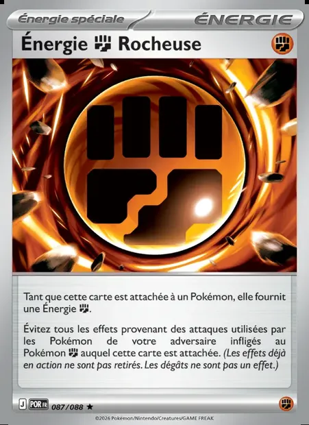 Énergie Fighting Rocheuse, carte Pokémon POR 087 — extension Équilibre Parfait