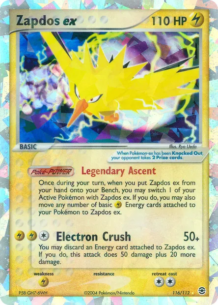 Zapdos ex, Pokémon card RG 116 — FireRed & LeafGreen set