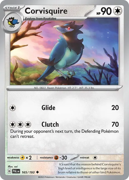 Corvisquire, Pokémon card PAL 165 — Paldea Evolved set