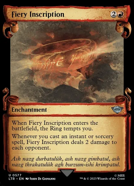Fiery Inscription, Magic card LTR 577 — The Lord of the Rings: Tales of Middle-earth set