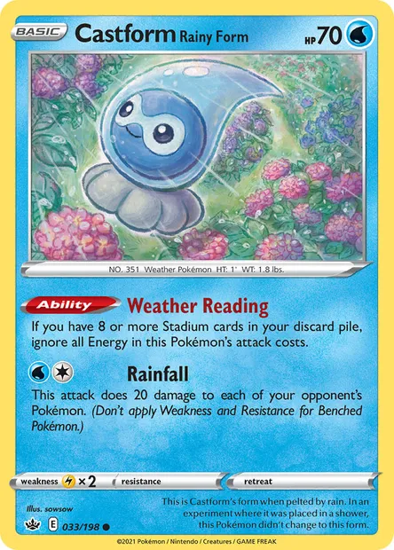 Castform Rainy Form, Pokémon card CRE 33 — Chilling Reign set