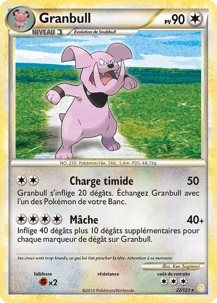 Granbull, carte Pokémon HS 22 — extension HeartGold SoulSilver