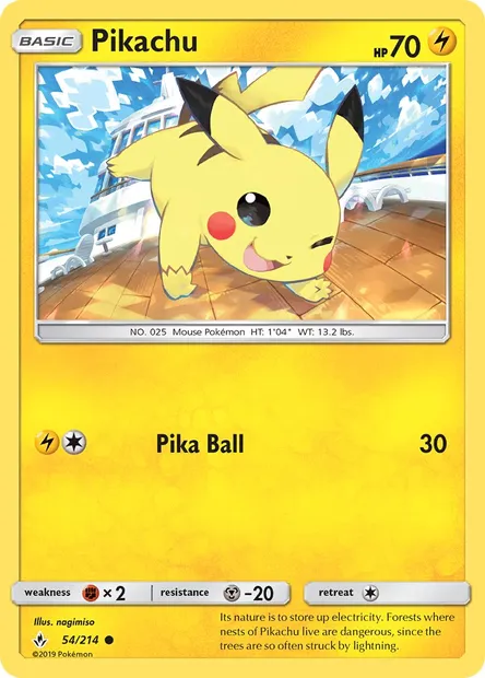 Pikachu, Pokémon card UNB 54 — Unbroken Bonds set