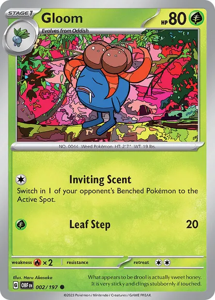 Gloom, Pokémon card OBF 002 — Obsidian Flames set
