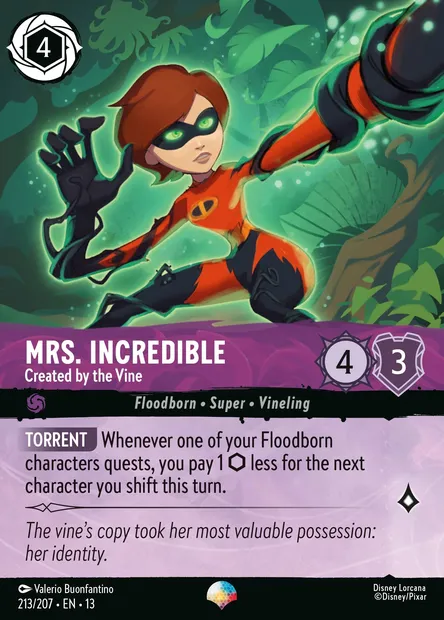 Mrs. Incredible - Created by the Vine, Disney Lorcana card CH13-213 — Attack of the Vine! set