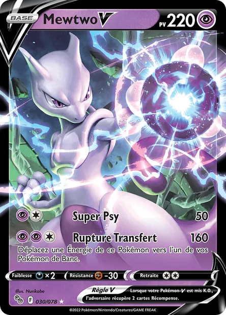 Mewtwo V, carte Pokémon PGO 030 — extension Pokémon GO