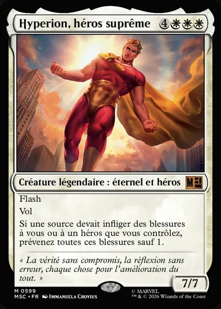 Hyperion, héros suprême, carte Magic MSC 599 — extension Marvel Super Heroes Commander