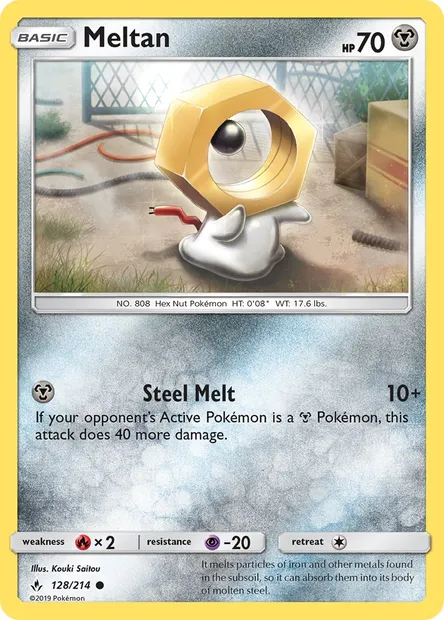 Meltan, Pokémon card UNB 128 — Unbroken Bonds set