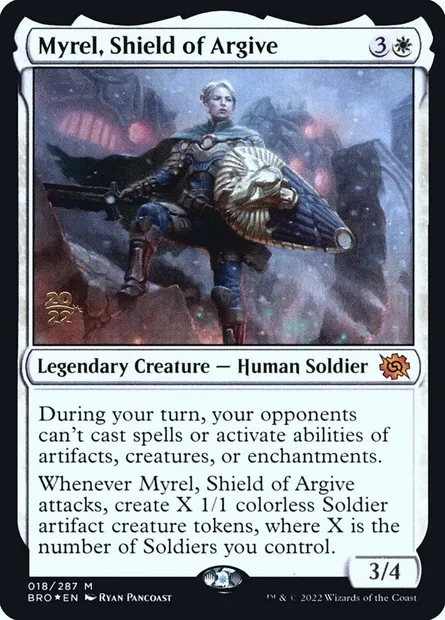 Myrel, bouclier d'Argive, carte Magic PBRO 18s — extension The Brothers' War Promos