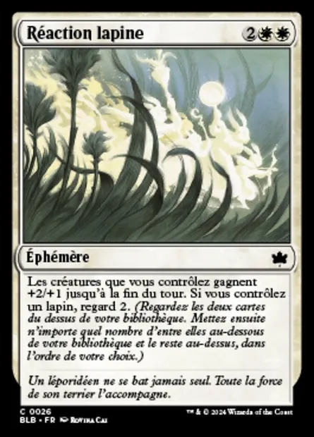 Réaction lapine, carte Magic BLB 26 — extension Bloomburrow