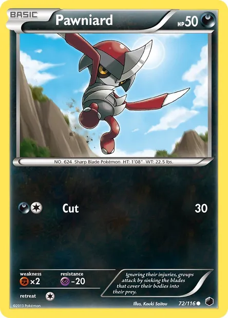 Pawniard, Pokémon card PLF 72 — Plasma Freeze set