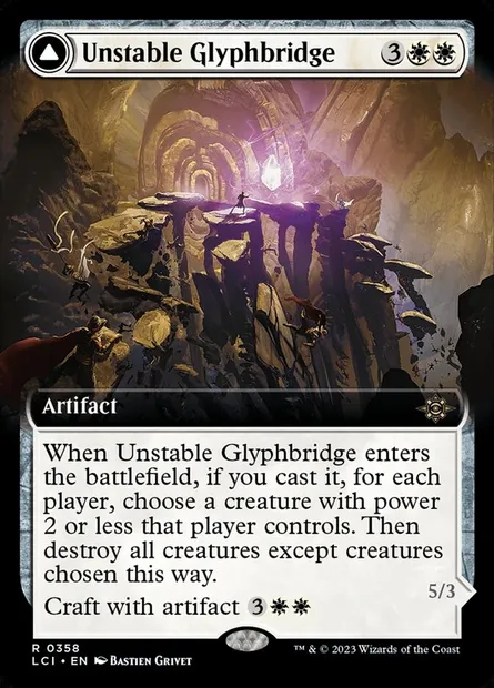 Pont de glyphes instable // Glyphe errant trombesable, carte Magic LCI 358 — extension The Lost Caverns of Ixalan