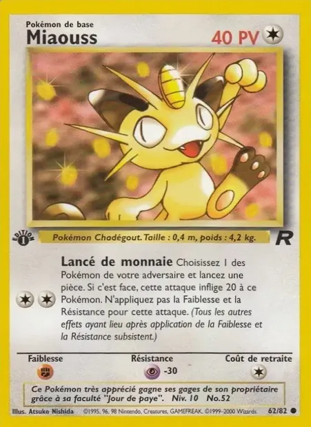 Miaouss, carte Pokémon TR 62 — extension Team Rocket