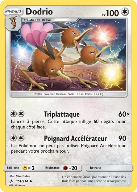Dodrio, carte Pokémon UNB 151 — extension Alliance Infaillible
