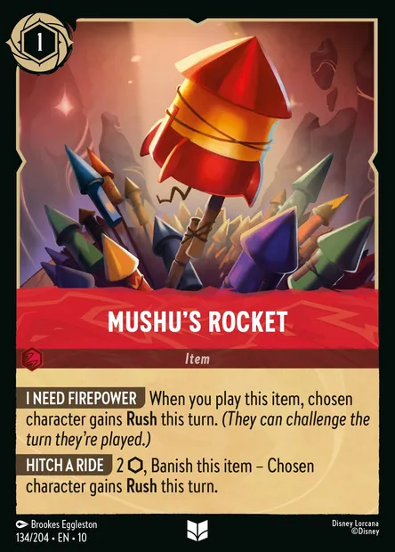 Mushu's Rocket, Disney Lorcana card CH10-134 — Whispers in the Well set