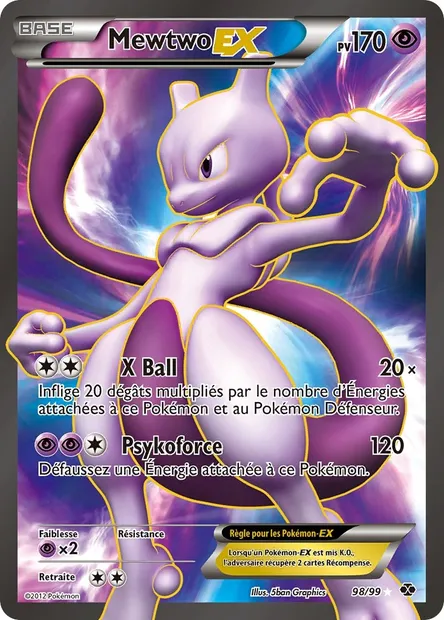 Mewtwo-EX, carte Pokémon NXD 98 — extension Destinées Futures