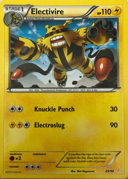 Élekable, carte Pokémon TK9P 025 — extension XY Trainer Kit: Pikachu Libre & Suicune (Pikachu Libre)