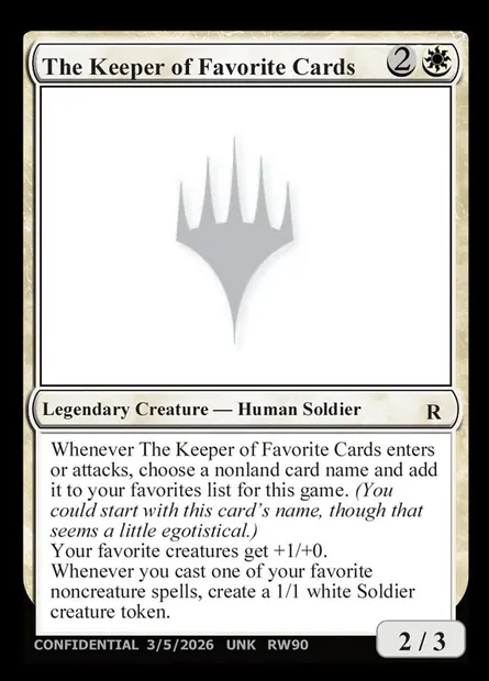 The Keeper of Favorite Cards, carte Magic UNK RW90d — extension Unknown Event