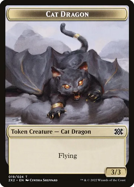 Cat Dragon, Magic card T2X2 19 — Double Masters 2022 Tokens set