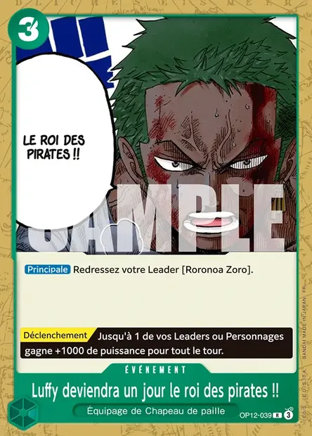 Luffy deviendra un jour le roi des pirates !!, carte One Piece OP12-039 — extension L'HÉRITAGE DU MAÎTRE