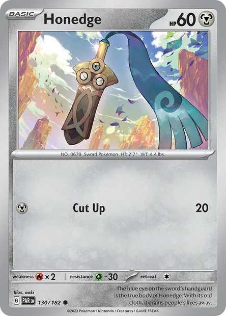 Honedge, Pokémon card PAR 130 — Paradox Rift set