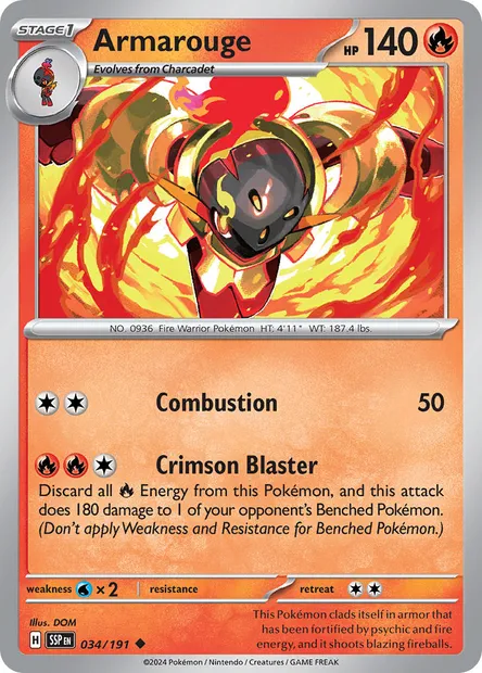 Armarouge, Pokémon card SSP 034 — Surging Sparks set