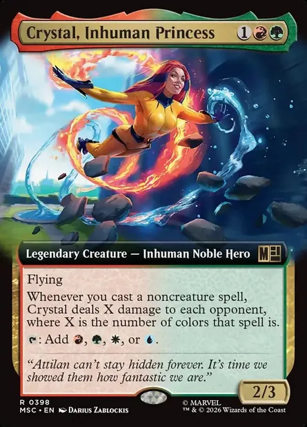 Crystal, Inhuman Princess, Magic card MSC 398 — Marvel Super Heroes Commander set