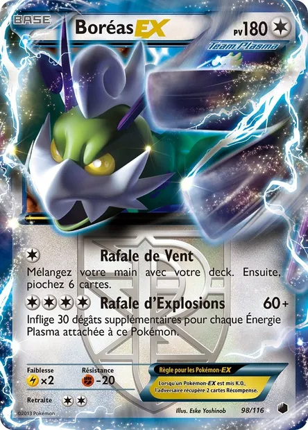 Boréas-EX, carte Pokémon PLF 98 — extension Glaciation Plasma
