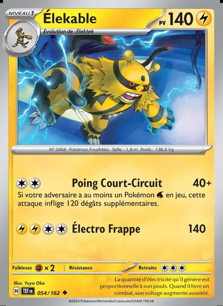 Élekable, carte Pokémon TEF 054 — extension Forces Temporelles