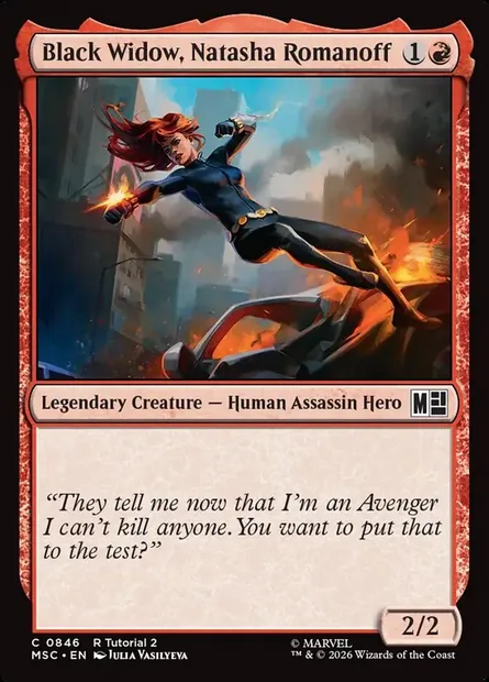 Black Widow, Natasha Romanoff, Magic card MSC 846 — Marvel Super Heroes Commander set