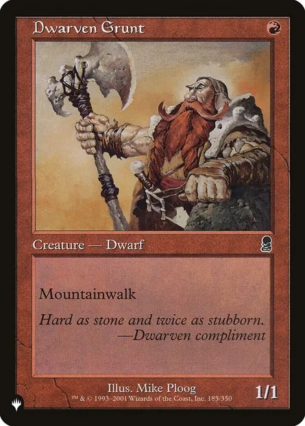 Dwarven Grunt, Magic card PLST ODY-185 — The List set