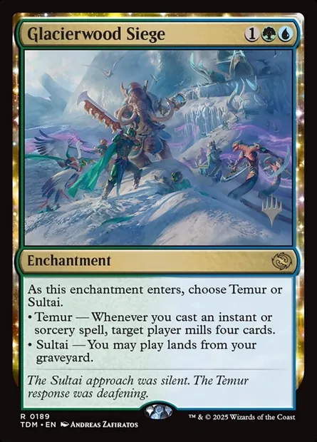 Siège de Glacebois, carte Magic PTDM 189p — extension Tarkir: Dragonstorm Promos