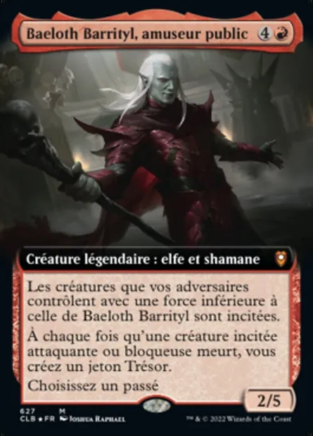 Baeloth Barrityl, amuseur public, carte Magic CLB 627 — extension Commander Légendes : la bataille de la Porte de Baldur
