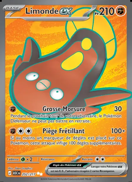 Limonde-ex, carte Pokémon ASC 252 — extension Héros Transcendants