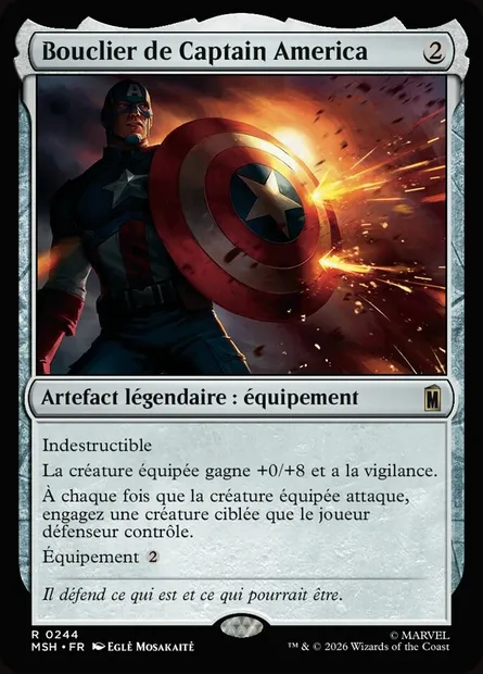 Bouclier de Captain America, carte Magic MSH 244 — extension Marvel Super Heroes