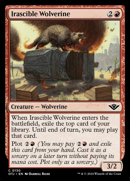 Irascible Wolverine, Magic card OTJ 130 — Outlaws of Thunder Junction set