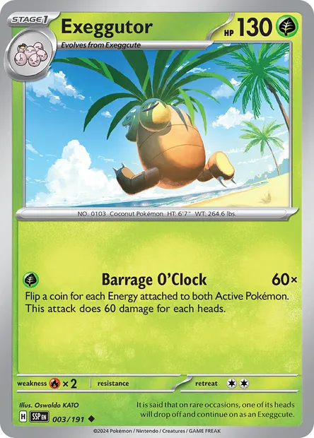Exeggutor, Pokémon card SSP 003 — Surging Sparks set