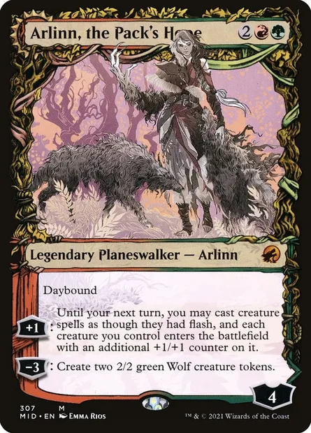 Arlinn, the Pack's Hope // Arlinn, the Moon's Fury, Magic card MID 307 — Innistrad: Midnight Hunt set