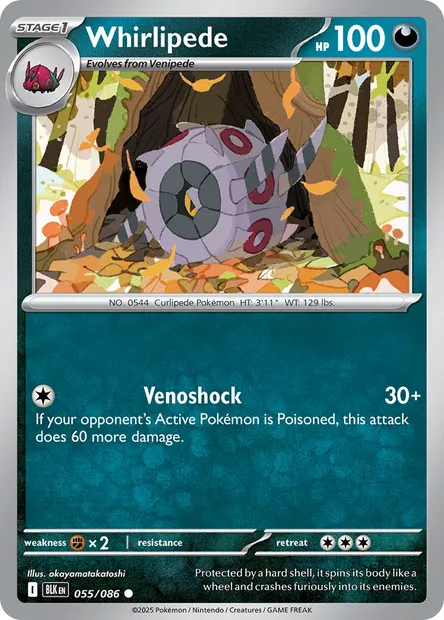 Whirlipede, Pokémon card BLK 055 — Black Bolt set